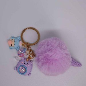 New- Purple Ice Cream Puff Keychain with Charms